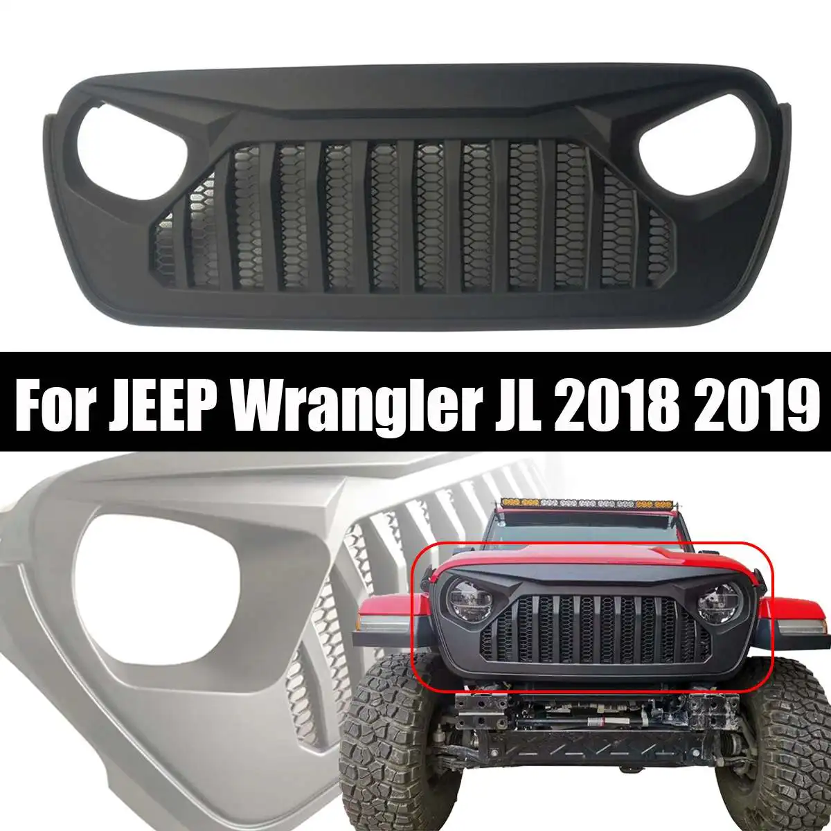 

Racing Grille for Jeep for Wrangler JL 2018+ Car Front Grilles Cover Decoration for Jeep for Wrangler JL Car Accessories Styling