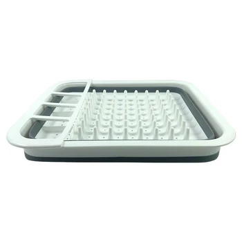 

Newly Silicone Folding Dish Rack Home Kitchen Organizers Storage Shelf Plate Dish Drainer Bowl Cup Spoon TE889