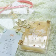 Cocostyles изготовленные на заказ Элегантные ясные подарочные коробки из акрила с Золотой Гравировкой и серебряной кошкой стикер для сладкой свадьбы