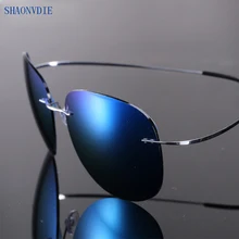 2017 New Fashion Ultralight Rimless Titanium Polarized Sunglasses Men Driving Brand Design Sun Glasses Oculos De Sol