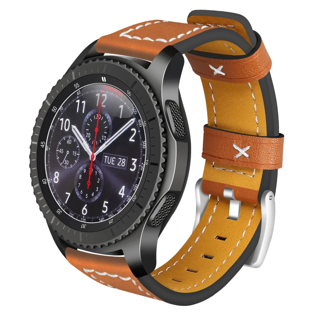 22 мм ремешок для часов ретро из натуральной кожи Samsung galaxy часы 46 Gear S3 Frontier