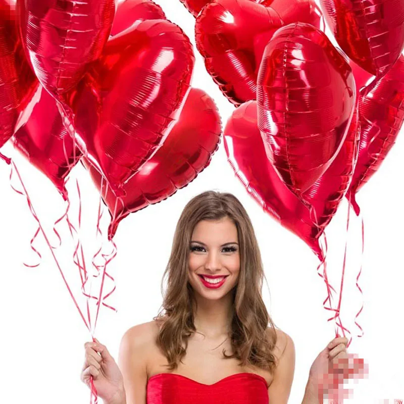 10 шт 18 дюймов фольги Красное сердце любовь Шап воздушный шар День рождения