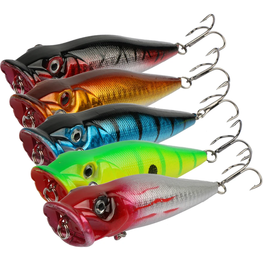 Goture Fishing Lure Hard Bait Popper Topwater Pesca Treble Hook For