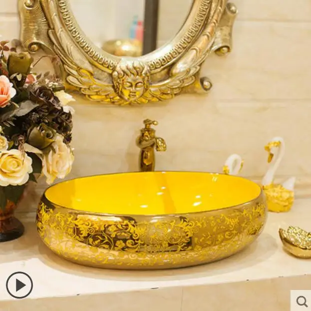 

Ceramic table basin oval bathroom art basin household