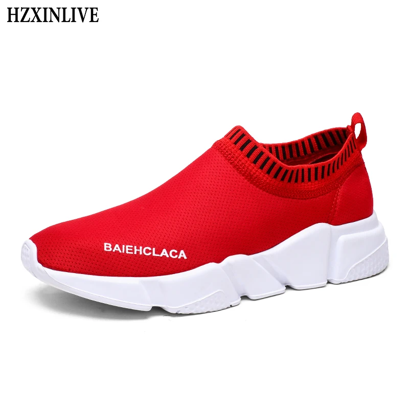 

HZXINLIVE 2018 Women Sneakers Vulcanized Shoes Ladies Red Casual Shoes Breathable Walking Mesh Flats Large Size Couple Shoes 558