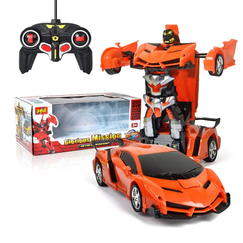 2в1 Радиоуправляемый автомобиль Трансформация Роботы спортивный автомобиль радиоуправляемые машинки модель гоночных игрушек деформационный автомобиль радиоуправляемые роботы детские подарки - Цвет: Veneno orange box 1