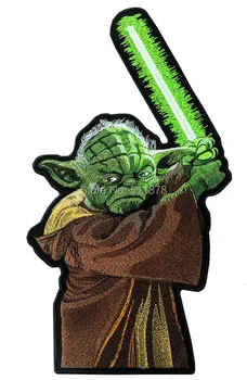 

11" XXL Master Yoda STAR WARS leather Jacket back patch tv movie series MC Embroidered Motorcycle Biker Vest transfer Badge