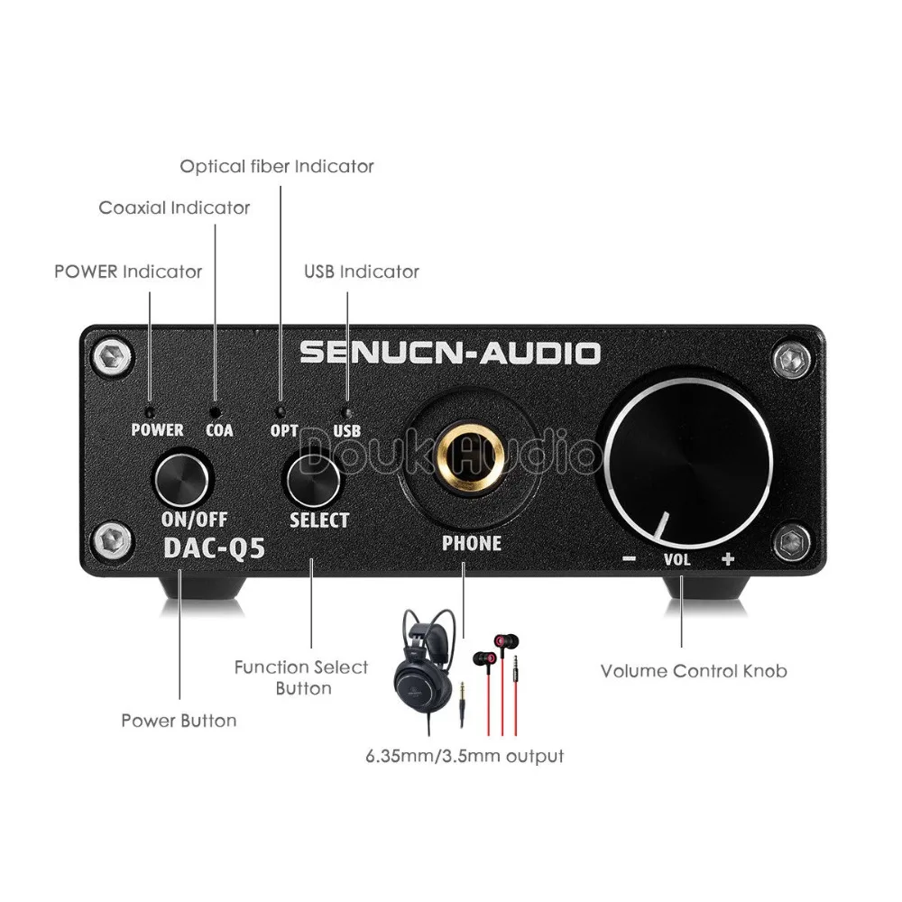 Douk аудио мини DAC конвертер 192 кГц оптический/коаксиальный/USB цифро аналоговый