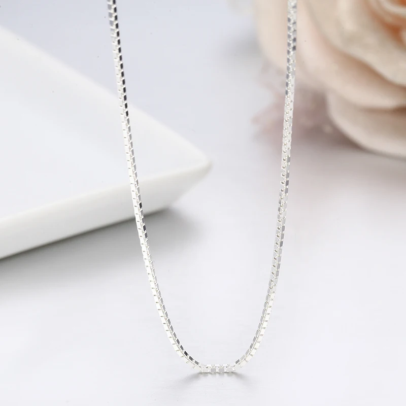 7 Sizes Available Pure 925 Sterling Silver Box Chain Necklace Women Men Kids Girls 35/40/45/50/60/70/80cm Jewelry kolye collares - Image 4