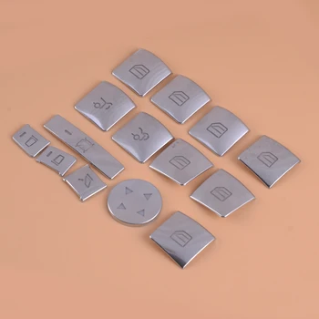 

CITALL 14pcs Silver Car ABS Door Window Lift Switch Button Trim Cover Fit For Mercedes Benz A B E Class GLK GLA CLA GLE ML GL