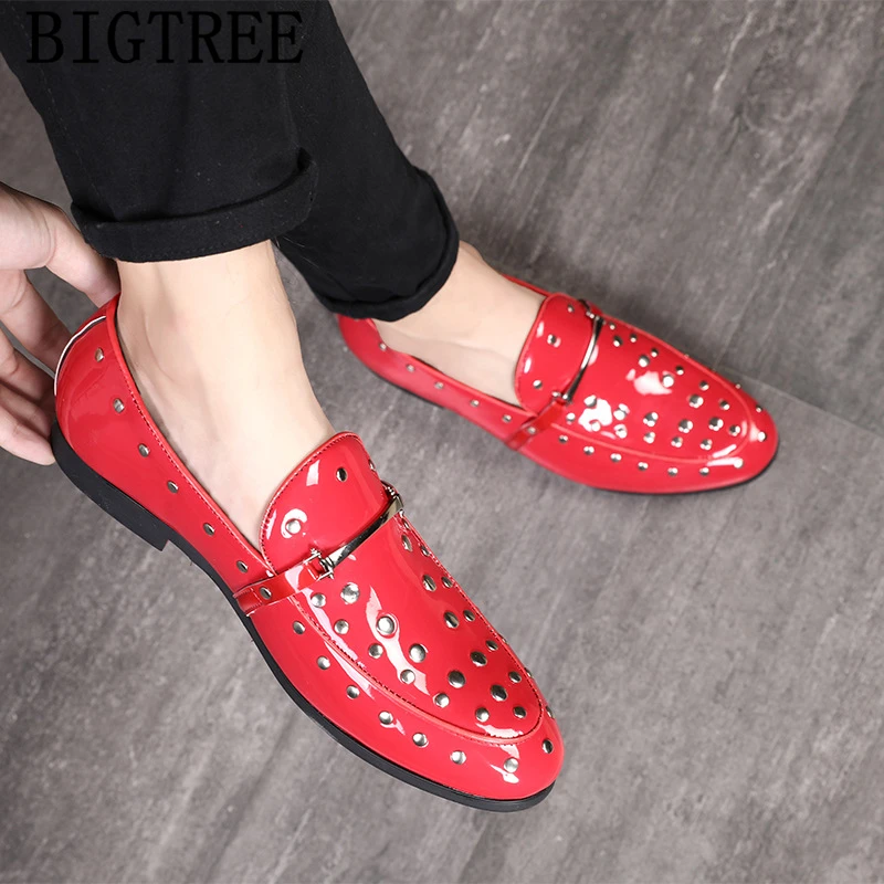Patent Leather Shoes For Men Formal Shoes Men Classic Coiffeur Italian Loafers Men Party Shoes Wedding Dress Erkek Ayakkabi Bona