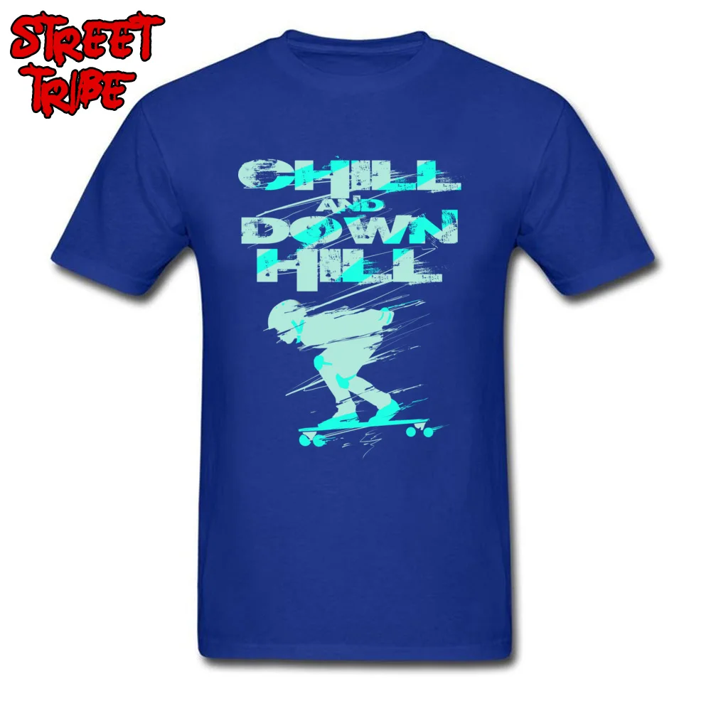 Custom Casual Tops T Shirt for Men 2018 Popular NEW YEAR DAY Crew Neck 100% Cotton Fabric Short Sleeve Tshirts Summer Tee-Shirts Chill And Down Hill Skateboarding  blue