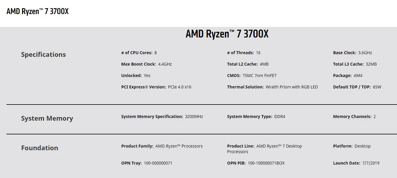 Процессор amd ryzen 7 3700X3,6 GHz 8-Core 16-Thread 65W 3-го поколения Ryzen сокет AM4 Настольный герметичный ящик с вентилятором кулера