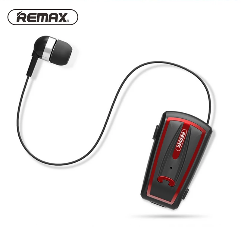 

Remax Collar Clip Prompt Retract Cable Wireless Business Bluetooth Earphone Headset In-Ear Handsfree Earbuds for Mobile Phone