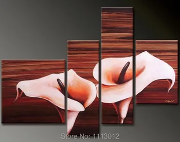 

Hand Painted Yellow Golden Abstract Camellia Flower Oil Painting On Canvas 4 Pcs Sets Home Modern Wall Art Decor For Living Room
