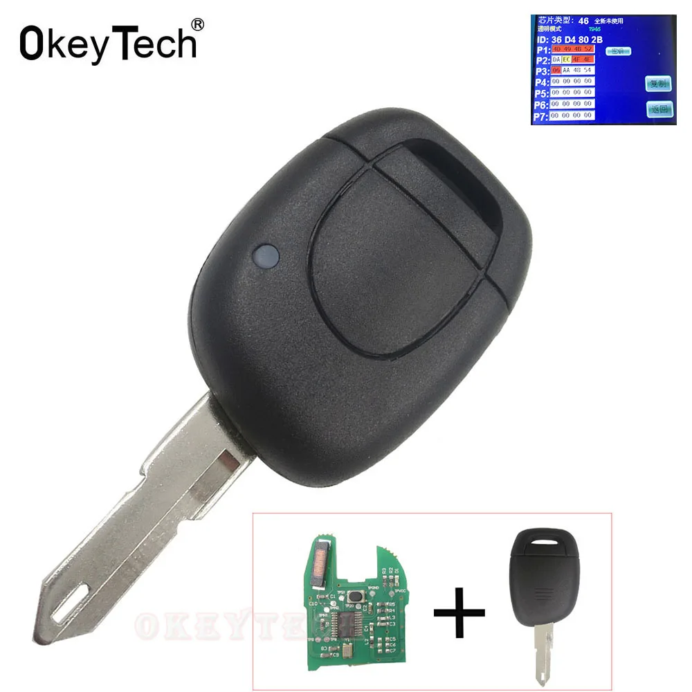 OkeyTech 1 Button Remote Car Key for Renault Clio II 2001 2002 2003