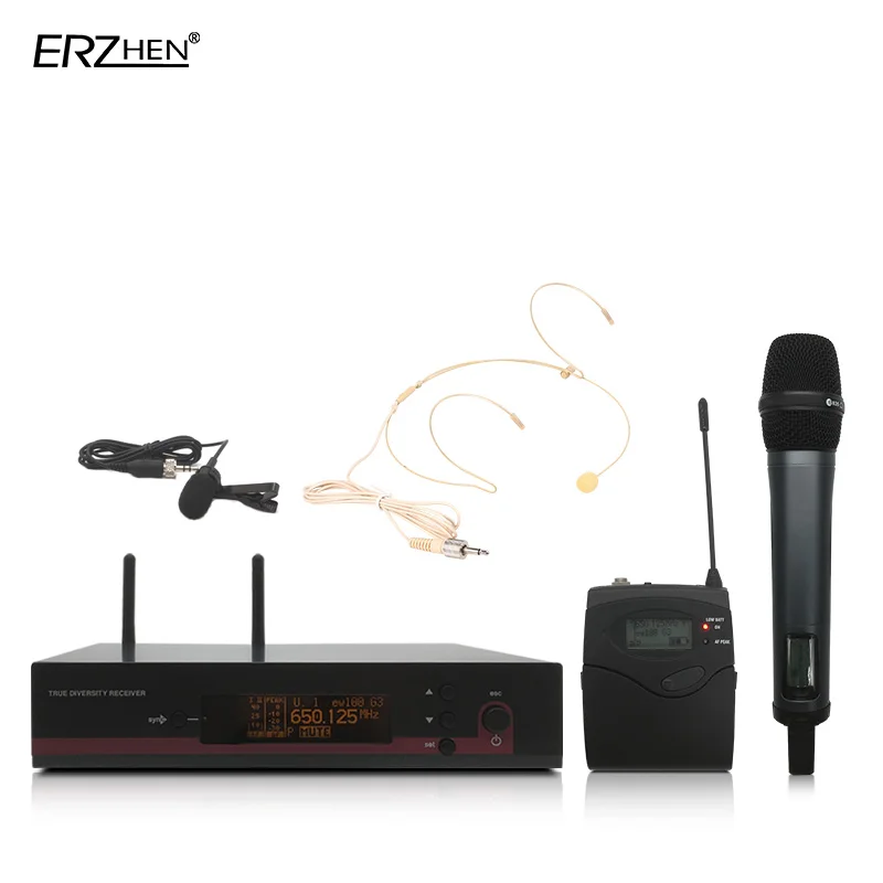 

High quality 100 G3 professional UHF wireless microphone karaoke wireless system with handheld transmitter collar wired headset