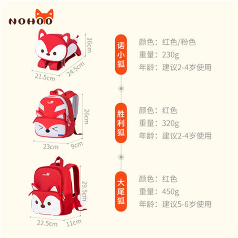 NOHOO high quality kids backpack girls Cartoon kids waterproof toddler backpack 3-7 year old Children's school bags new bag