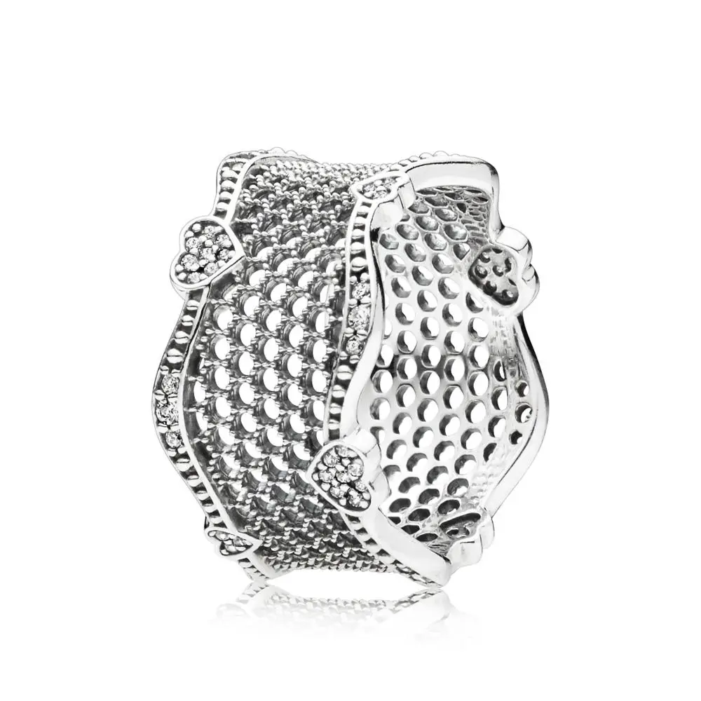 

NEW 100% 925 Sterling Silver 197706CZ LACE OF LOVE RING Retro Simple Personality Women's Gift Jewelry Original 2019