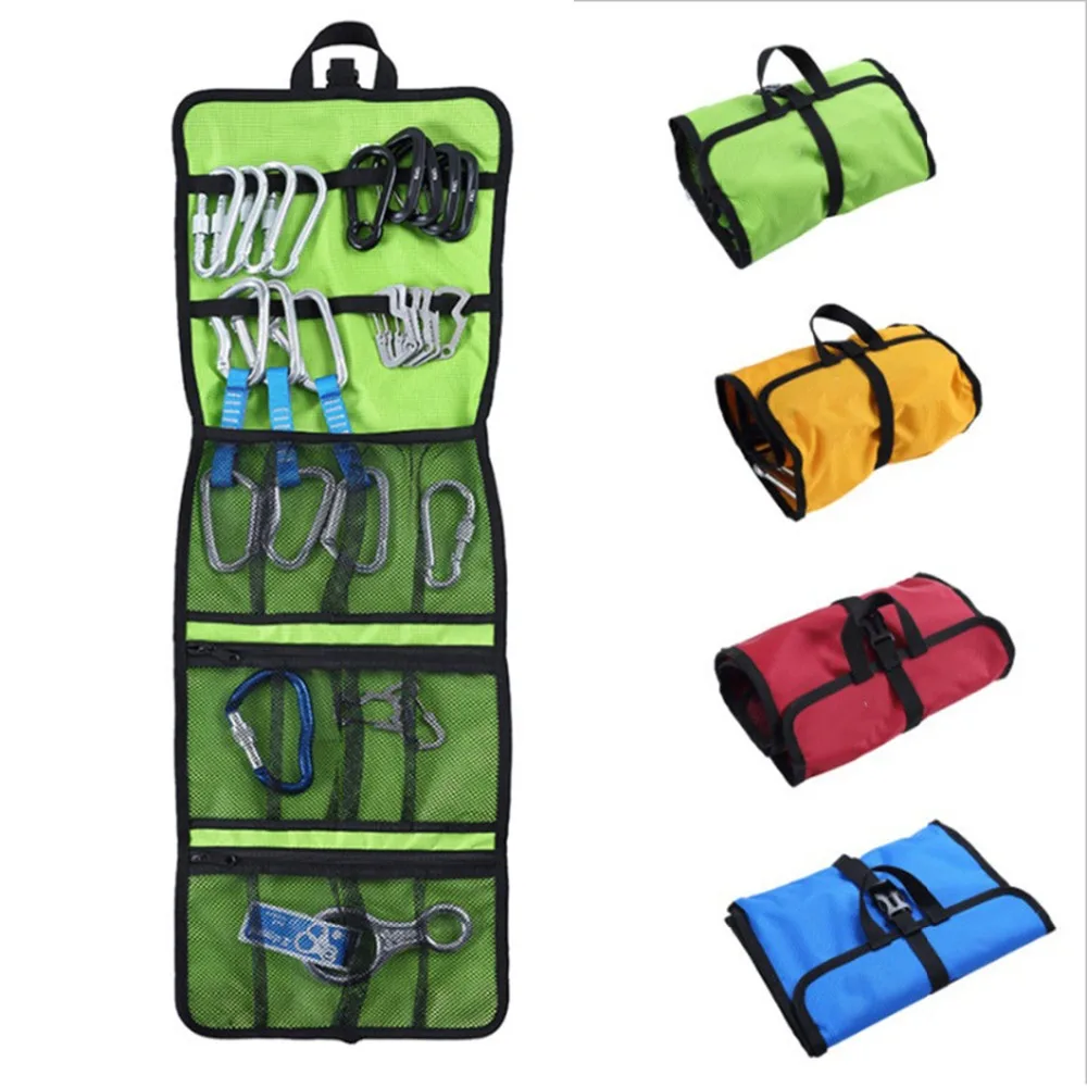 Folding Rock Climbing Safety Harness Hook Rope Storage Bag Quickdraw