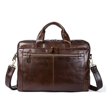 

Men's Briefcase Tote men messenger bag travel 15inch laptop bag for men document business Leather briefcase male Genuine leather