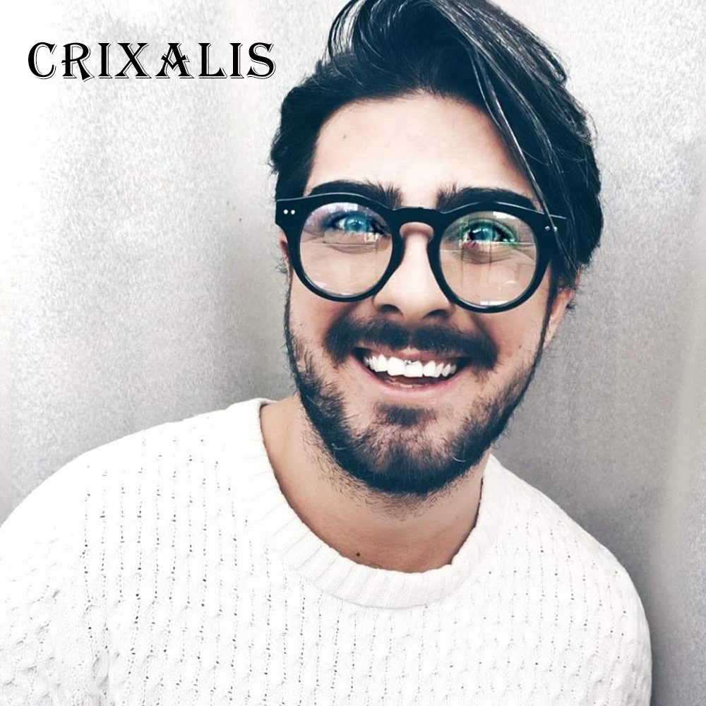 Мужские и женские винтажные очки Crixalis черные круглые в оправе дизайнерские ретро