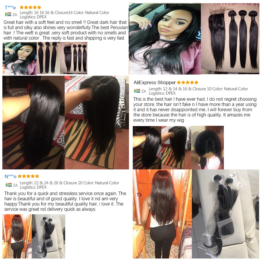 RUIYU Brazilian Hair Weave Bundles Straight Hair Bundles Human Hair Extensions 1/3/4 Bundles Non Remy Hair 10\