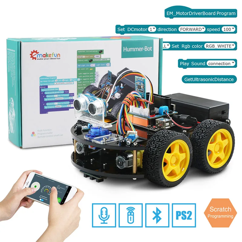 4wd ロボットカーキット Arduino のための Ble Uno スクラッチ アプリのサポート Ios Android の Wifi 教育幹おもちゃなしはんだ必要 集積回路 Aliexpress