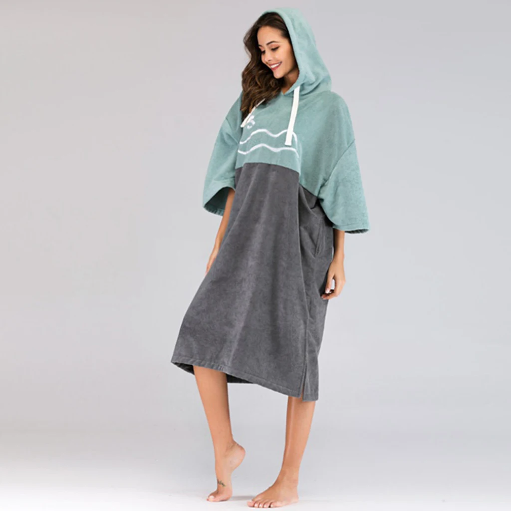 Beach Surf Poncho Quickly Dry Wetsuit Hooded Towel for Men Women Swimming Robe Dress Suit Changing at Poll and Beach