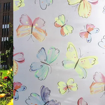 

Stained Window Film Glass Sticker Home Bedroom Bathroom Privacy Frosted Frost Cover 45cm by 200cm Butterfly