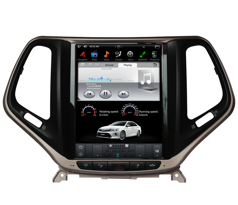 Best 10.4" Tesla Style Android 7.1 Car Player GPS Navigation for Jeep Cherokee 2014 2015 2016 with Radio Bluetooth USB Stereo 2