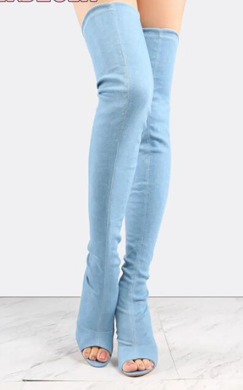 Nuevo Talón Super La Del out Rodilla Sobre Las Pie Sexy Mujeres Abierto Gruesa Estilo Delgado Vendaje Alta Vestido Moda Zapatos Cut Dedo De Diseño Botas a4xOra