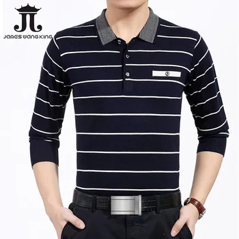 

POLO Shirt Men Striped Brand Clothing Full sleeve polo shirt man business polo shirts mens turn down collar Polo Masculina M-3XL