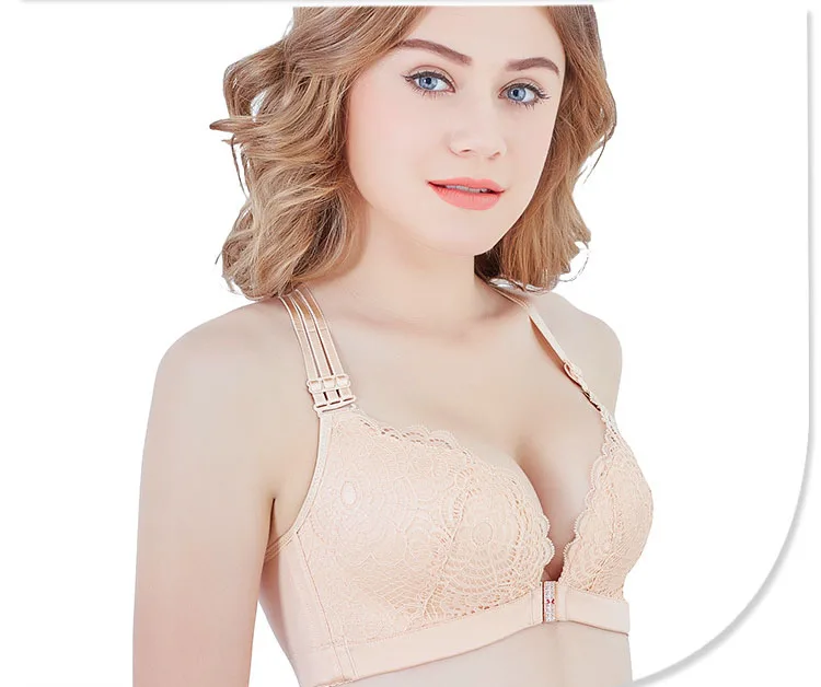 Lace Bra Large Size Women Front Closed Plus Size Bra  Women Push Up Bra Beauty Back No Rims Plus Size Bralette Bra3