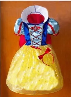 Обшивной комбинезон «принцесс», Princesas принцессы костюм Белоснежки для девочек вечерние платье Детская одежда для Fantasias Infantis De Menina; размеры