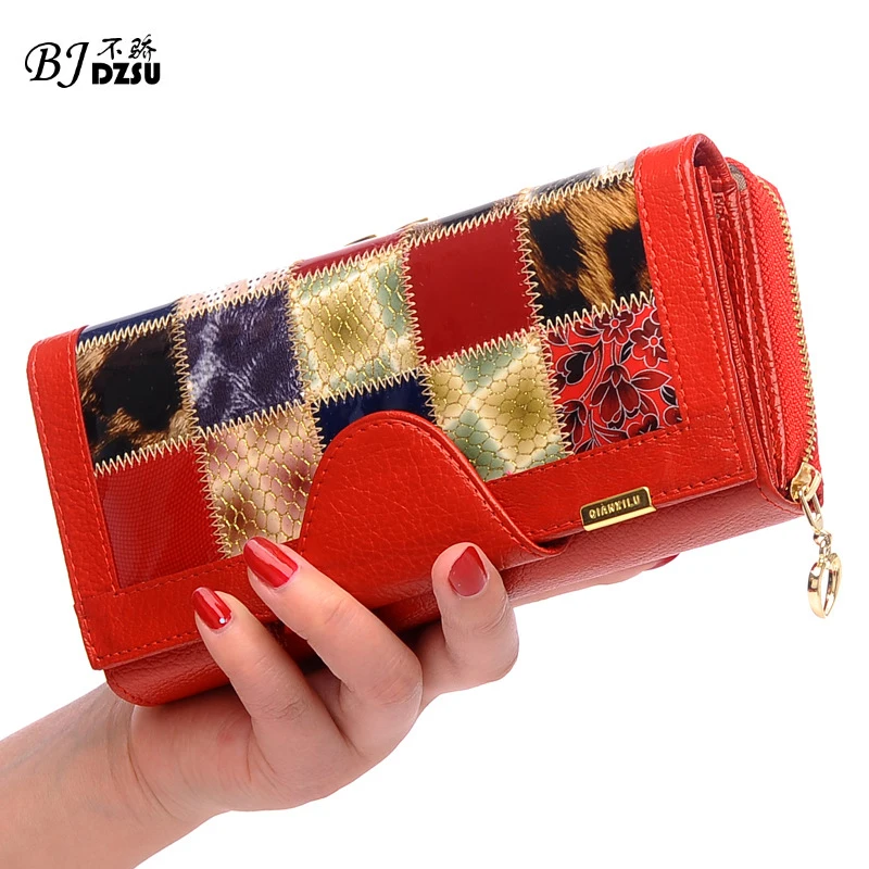  2016 New fashion  Designer 100% Genuine Leather Women's Wallet Luxury Bag Wallets Clutch Purse Phone cases portemonnee 