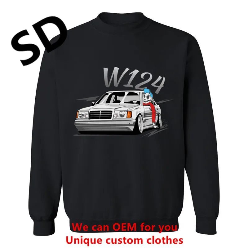 2018 New Funny Hoodies Men Mercedes w124 Sweatshirts Male 3D Printed