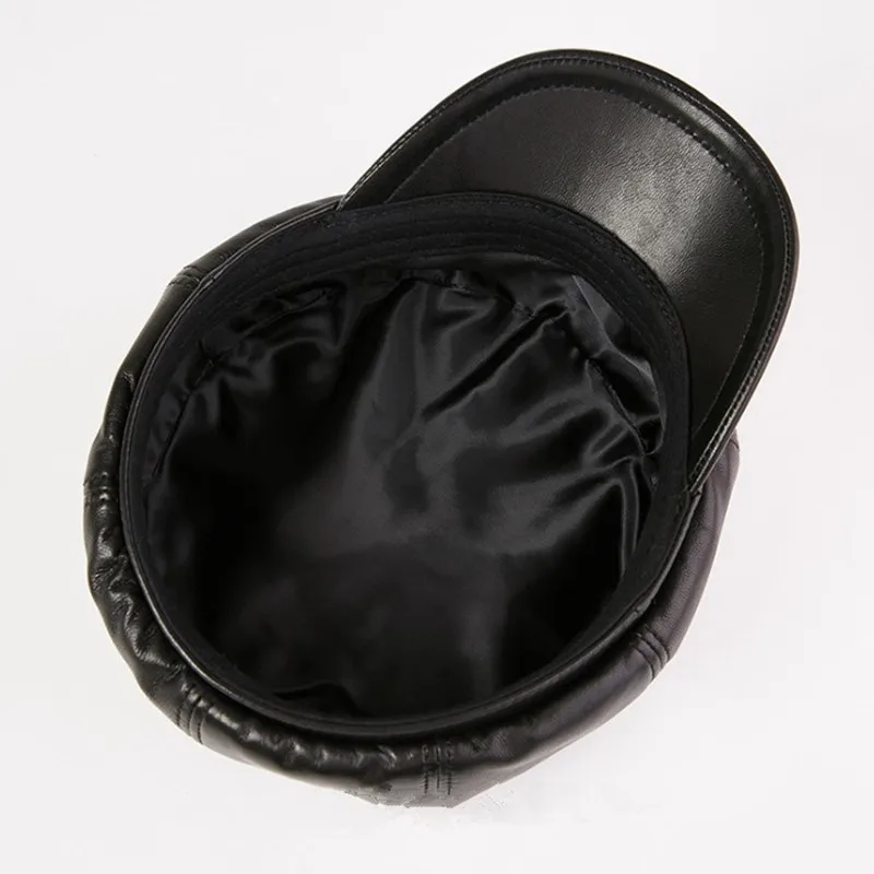 Autumn Women's Sheepskin Leather Newsboy Caps Elegant Lady Genuine Leather Hat Simple Fashion Young Women Trend Cap cotton newsboy cap