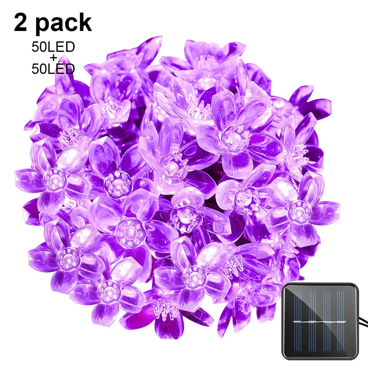 Binval светодиодные лампы на солнечных батареях, свадебные украшения, праздничное освещение, Персиковое светодиодное сказочное освещение-2 шт. в упаковке - Испускаемый цвет: Purple