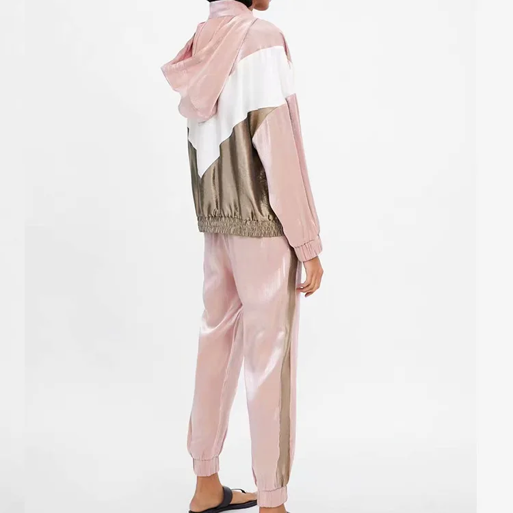 

2019 New Spring Coat Women Spring Overfire Jacket Matching Cap Loose Jacket Suit Zipper 2 Piece Set Women Coat