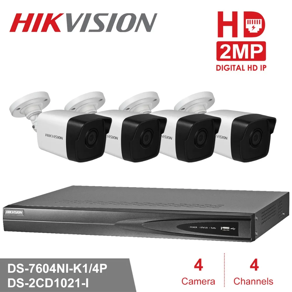 Hikvision 4CH PoE NVR комплект 1080P CCTV система 2MP Bullet IP камера P2P Водонепроницаемая наружная