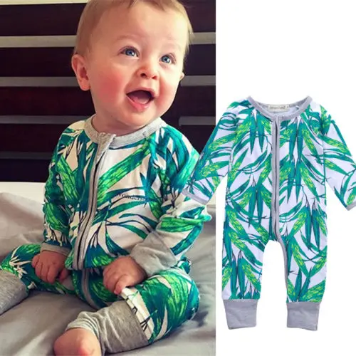 Newborn Infant Baby Girl Boy Clothes Long Sleeve Bamboo Romper Jumpsuit