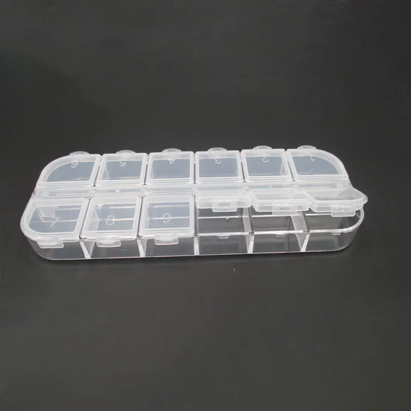 Демонстрационные коробки, органайзер для таблеток, многофункциональный прозрачный портативный съемный чехол для хранения ювелирных изделий из бисера, пластиковая коробка, 12 решеток