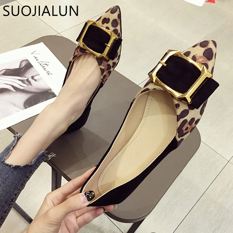 

SUOJIALUN Spring Summer Ladies Shoes Ballet Flats Women Flat Shoes Woman Ballerinas Pointed Toe Slip On Female Womens Loaf