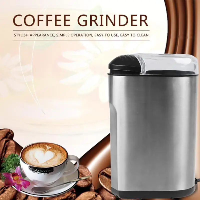 

EU Plug Portable Mini Stainless Steel Electric Coffee Grinder Maker Coffee Bean Spices Nuts Grinding Machine Dropship