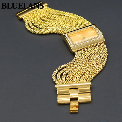 Hot Sales Classic Luxury Quartz Watch Women's Gold Diamond Case Alloy Band Bracelet Watch