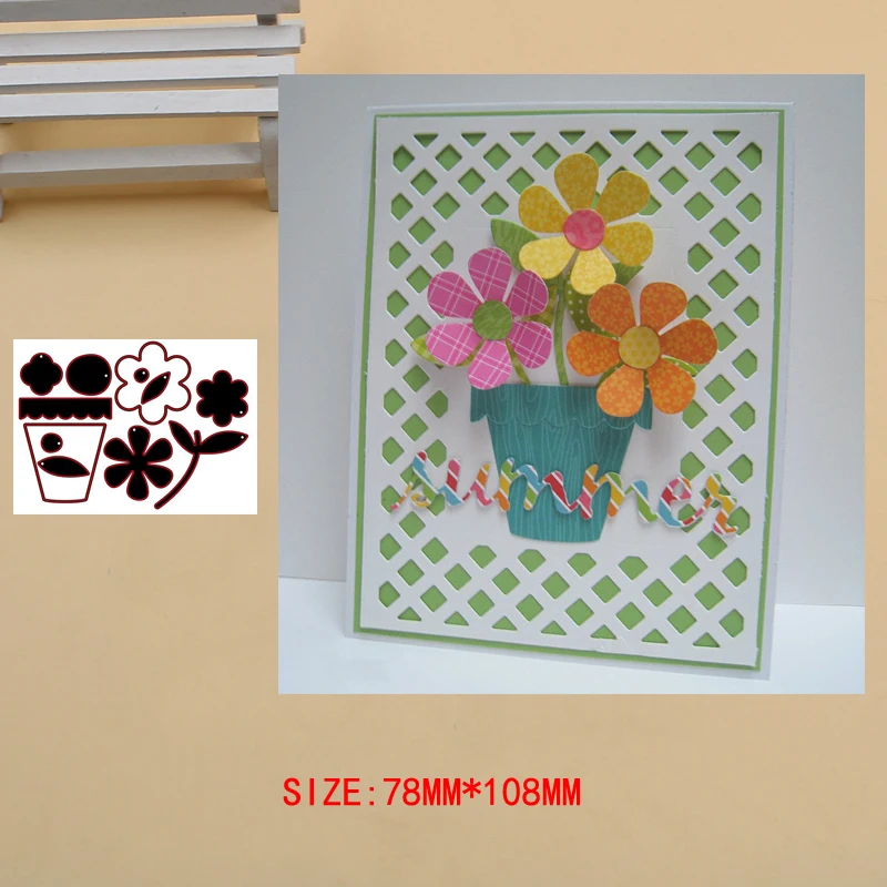 

Flower and flower pot Metal Cutting Dies Craft Album Dies Scrapbooking New 2019 Dies Cut Embossing Stencils Paper Cards Making
