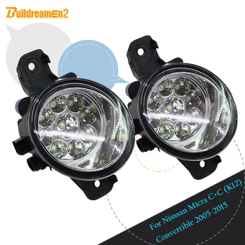 

Buildreamen2 For Nisssan Micra C+C (K12) Convertible 2005-2015 Car Left + Right Fog Light LED Light Lamp Daytime Running Light