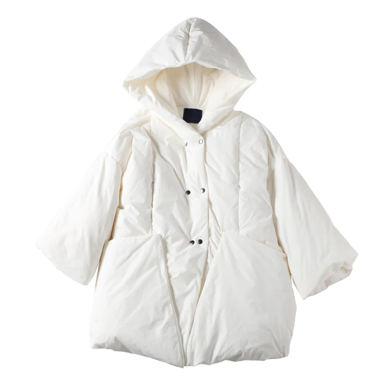 New list fashion regular type ladies down jacket big pocket stitching 2019 winter new thickening 90% white duck down coat short