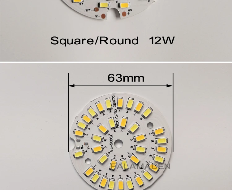 Двойной цвета светодиодный доска 3000K 6000K 6 Вт, 9 Вт, 12 Вт, 18 Вт круглые и квадратные формы 220-300mA 110LM/W SMD5730/5630 чипы Epistar
